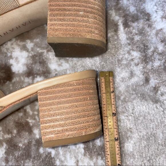 Tahari tan open toe slip on chunky heel mule leather SZ 8.5 - Picture 6 of 8